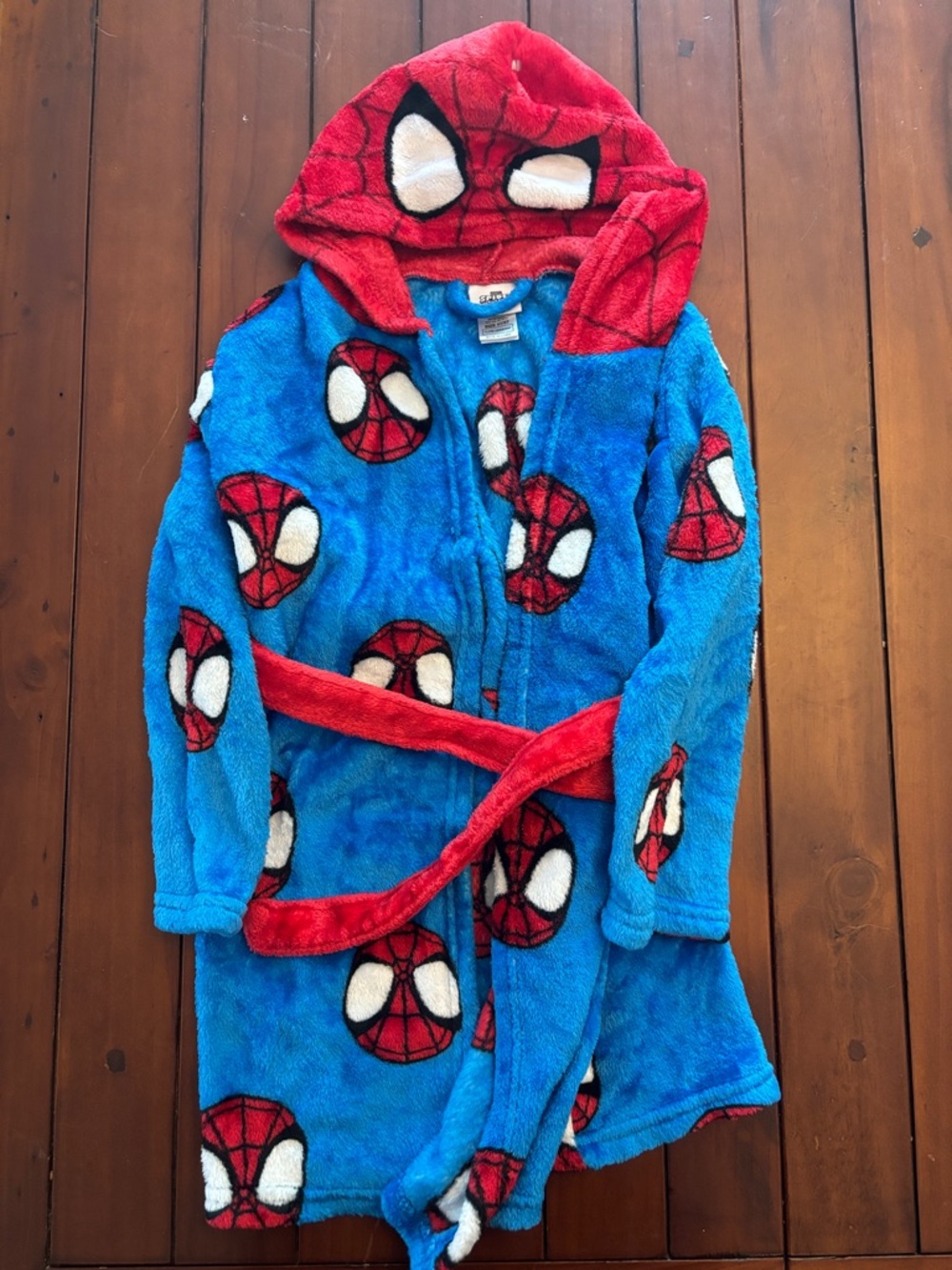 Marvel Spider-Man Plush Hooded Robe - Blue & Red